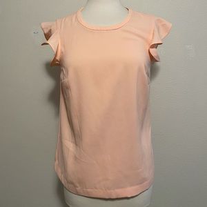 J CREW Coral Shirt Size 2 Ruffle Sleeves